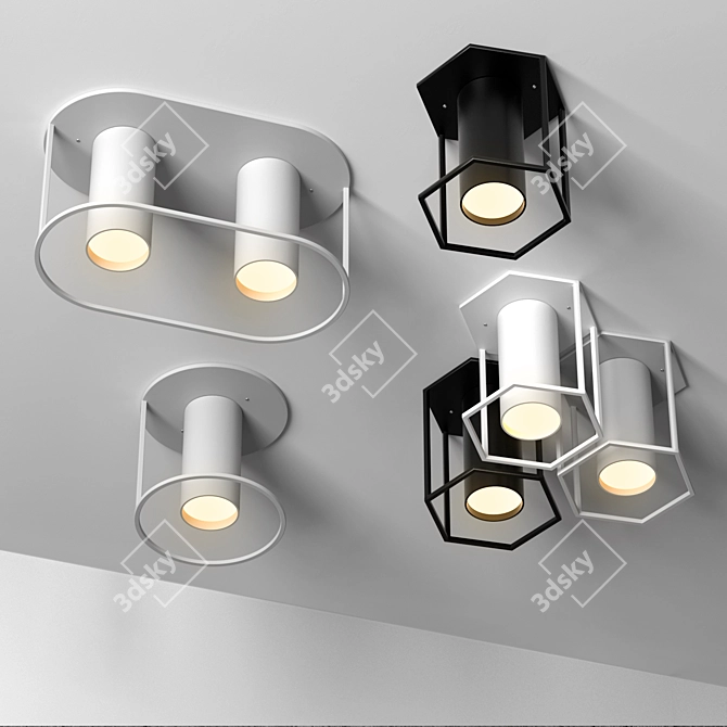 Modern 4-Spot Ceiling Lamps 3D model image 1