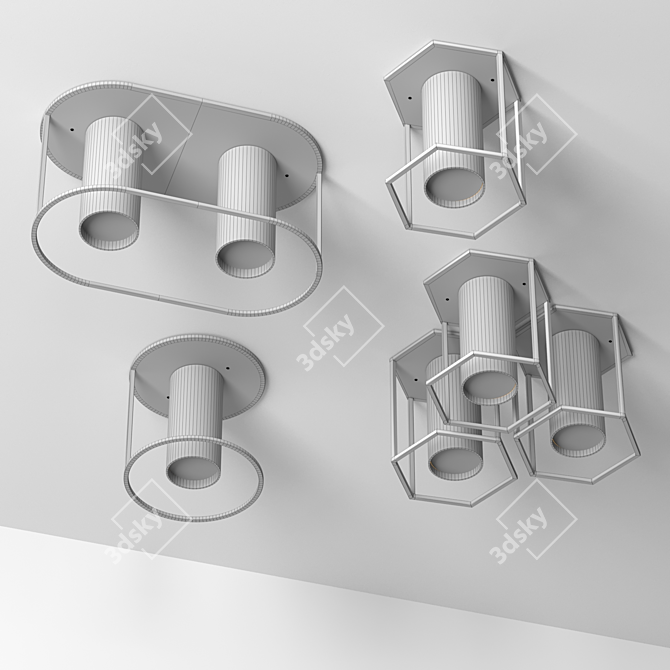 Modern 4-Spot Ceiling Lamps 3D model image 2