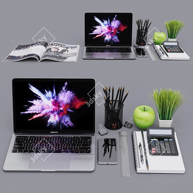 Elegant MacBook Pro with Decorative Accents 3D model image 1