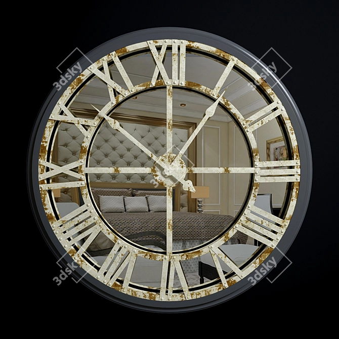 Reflective Timepiece - Wall Clock 3D model image 1