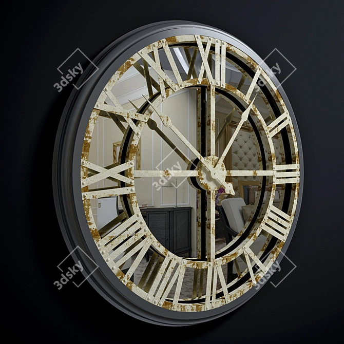 Reflective Timepiece - Wall Clock 3D model image 2