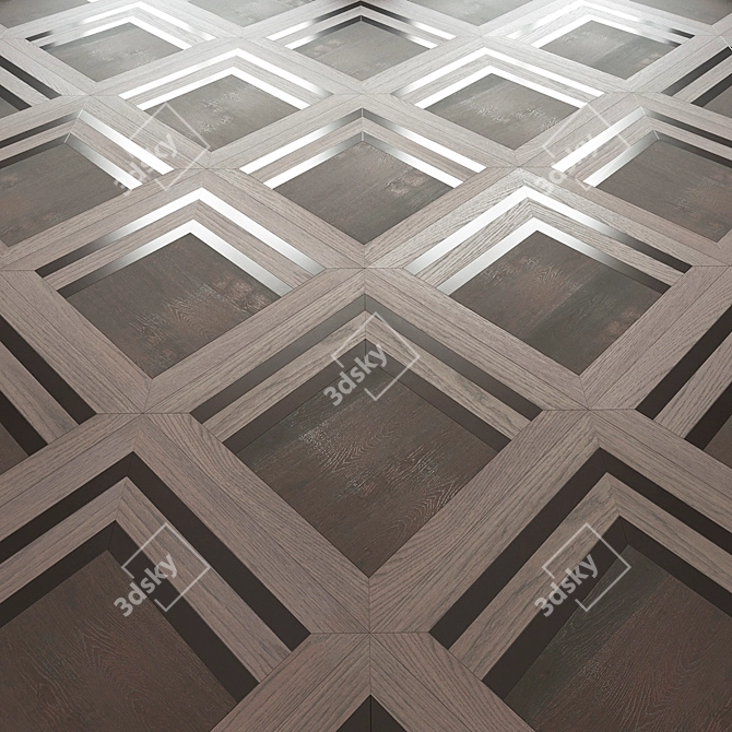 Elegant Wood and Metal Parquet 3D model image 1