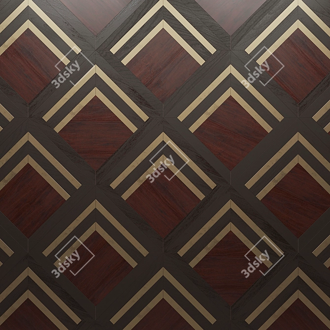 Elegant Wood and Metal Parquet 3D model image 2