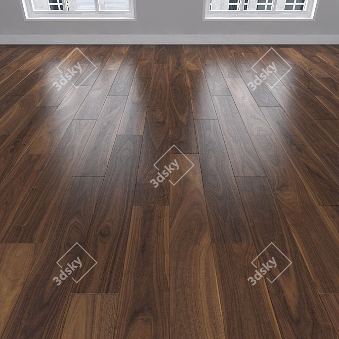 American Walnut Parquet: Herringbone, Linear & Chevron 3D model image 1