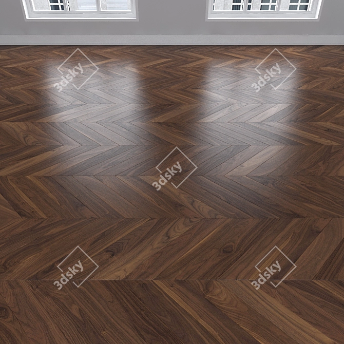 American Walnut Parquet: Herringbone, Linear & Chevron 3D model image 3