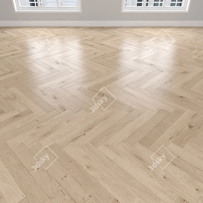 Light Oak Parquet: Herringbone, Linear, Chevron 3D model image 2