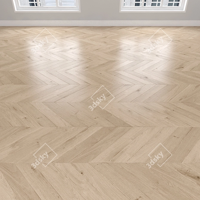 Light Oak Parquet: Herringbone, Linear, Chevron 3D model image 3