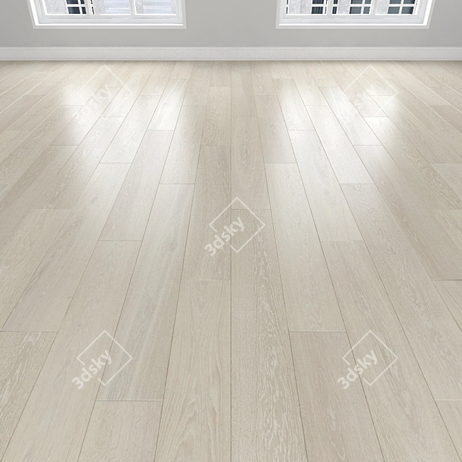 Title: White Oak Parquet: Herringbone, Linear, Chevron  3D model image 1