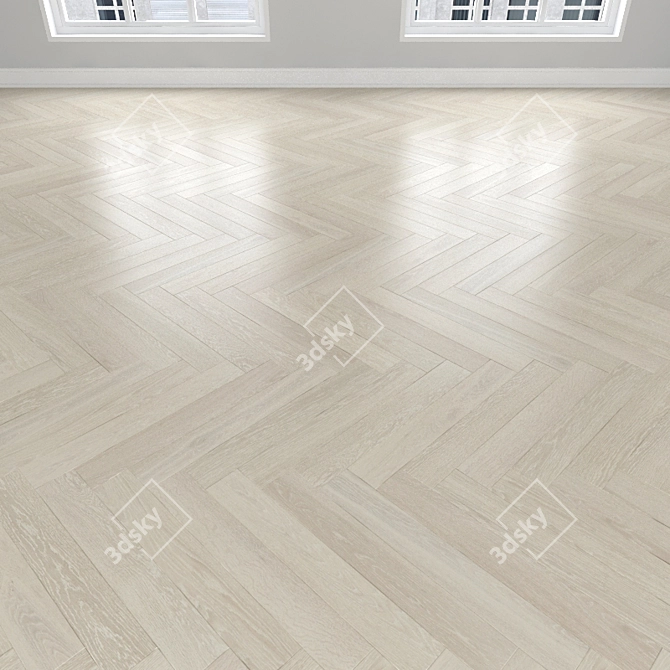 Title: White Oak Parquet: Herringbone, Linear, Chevron  3D model image 2