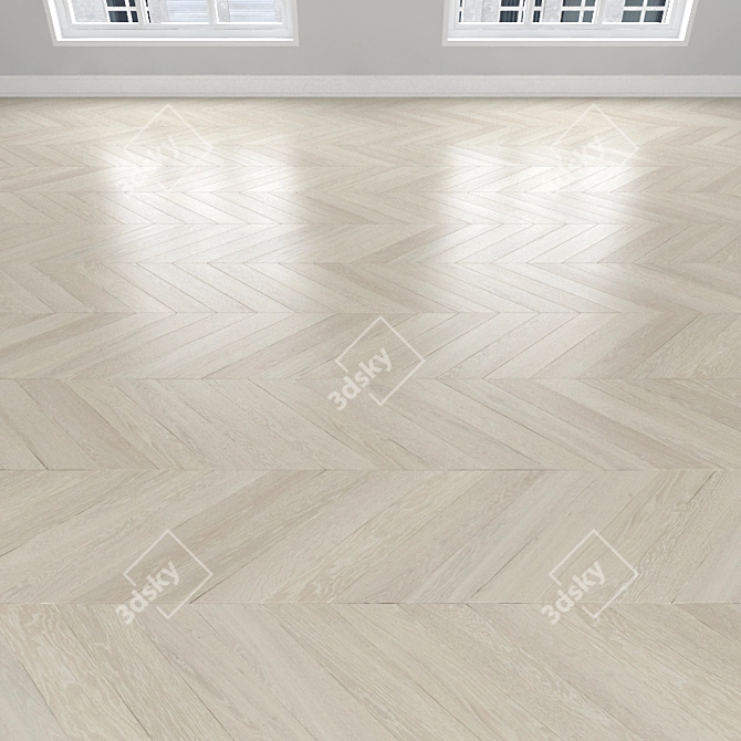 Title: White Oak Parquet: Herringbone, Linear, Chevron  3D model image 3