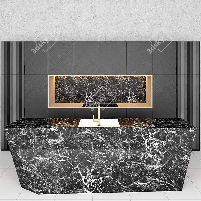 Sleek_Slate_Black_Kitchen 3D model image 1