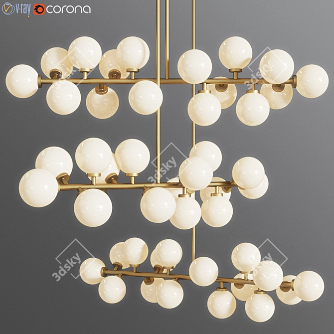 Modern Brass and Glass Pendant Light by Atelier Areti 3D model image 1