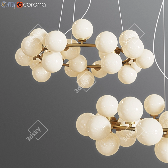 Modern Brass Chandelier | Inflora 25 Plafonds 3D model image 1