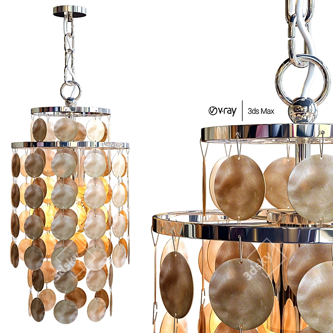 Elegant Brielle Silver Chandelier 3D model image 1