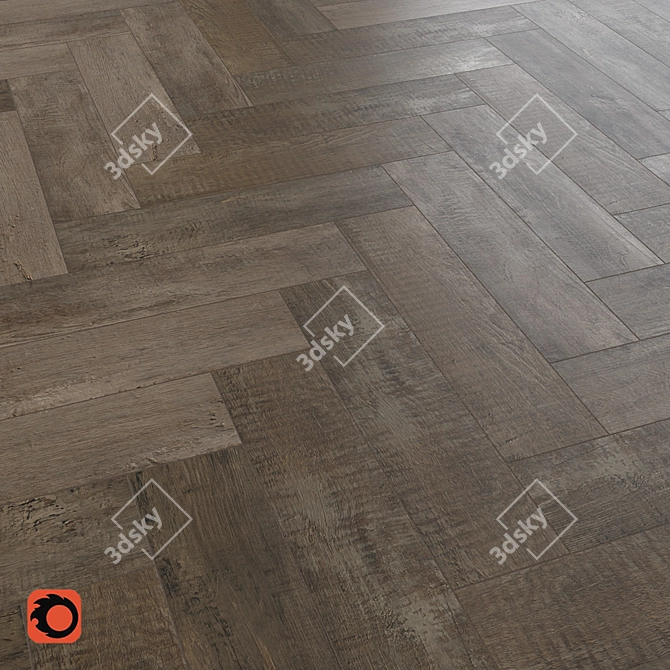 Grusha Wood Tile: Textured Brown Floor Option 3D model image 1