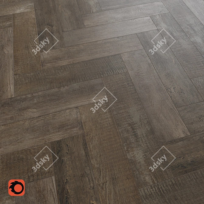 Grusha Wood Tile: Textured Brown Floor Option 3D model image 2