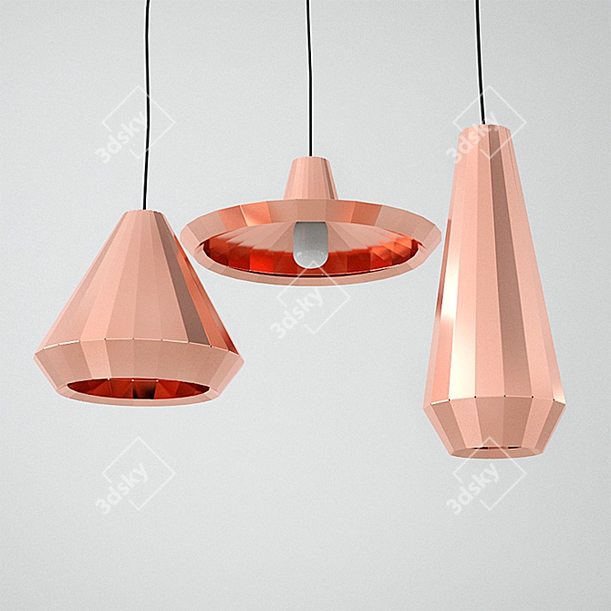 Elegant Copper Pendant Lights 3D model image 2