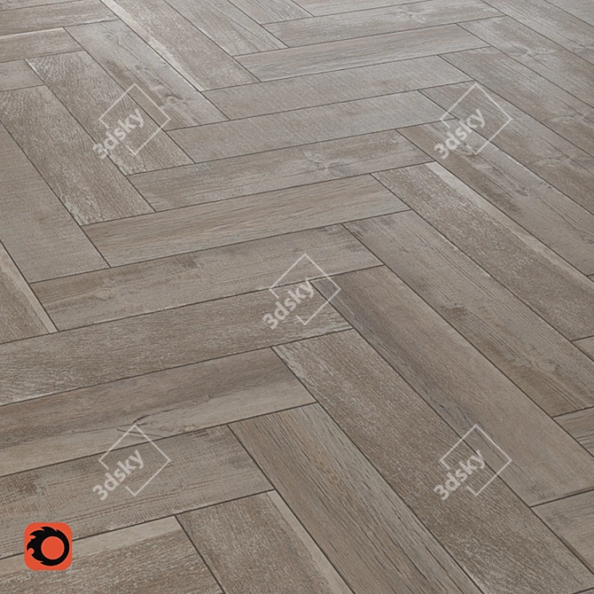 Bergen Beige Wood Tile: 12 Textures & Matte Finish 3D model image 1