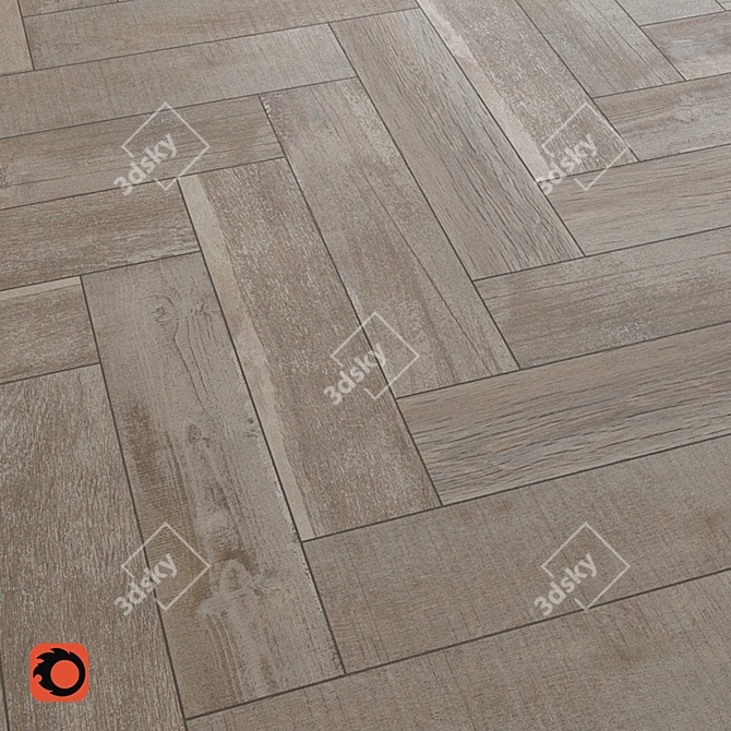 Bergen Beige Wood Tile: 12 Textures & Matte Finish 3D model image 2