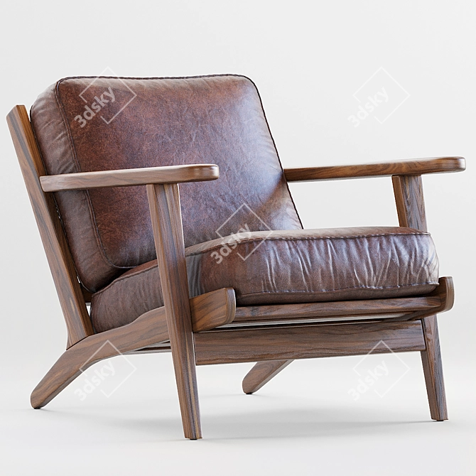 Stylish Raylan Leather Armchair 3D model image 1