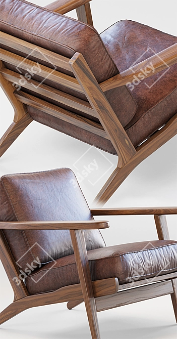 Stylish Raylan Leather Armchair 3D model image 2