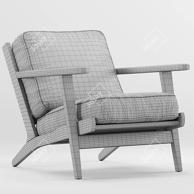 Stylish Raylan Leather Armchair 3D model image 3