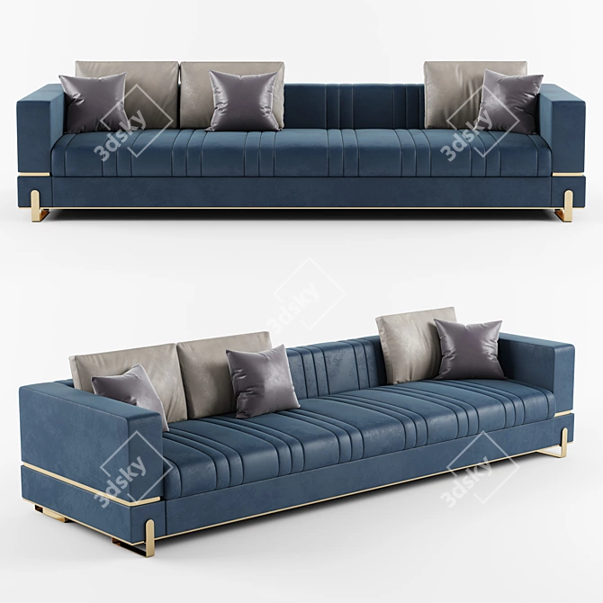 Luxury Grand 3-Seater Sofa: Elegant Design & Comfort 3D model image 1