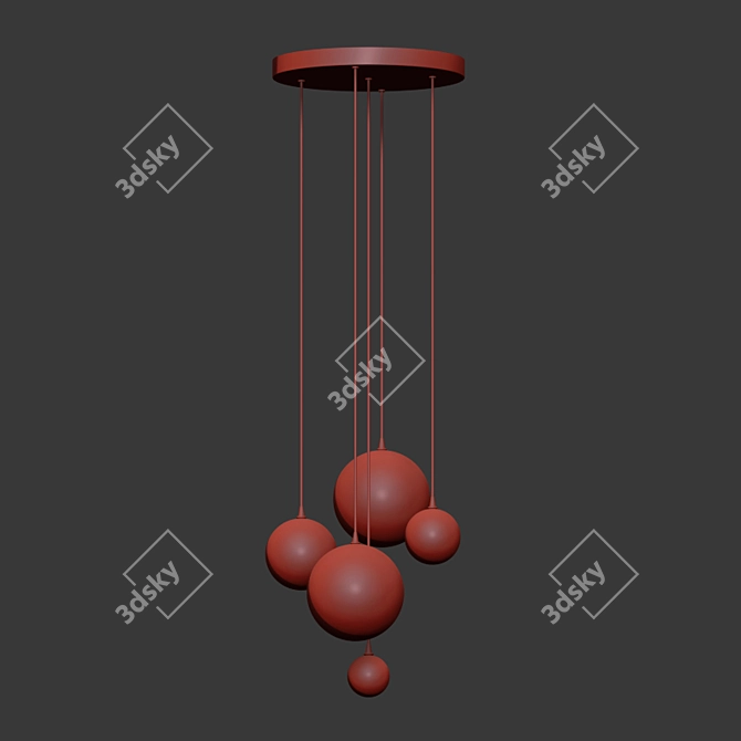 Modern Brass Pendant Light 3D model image 2