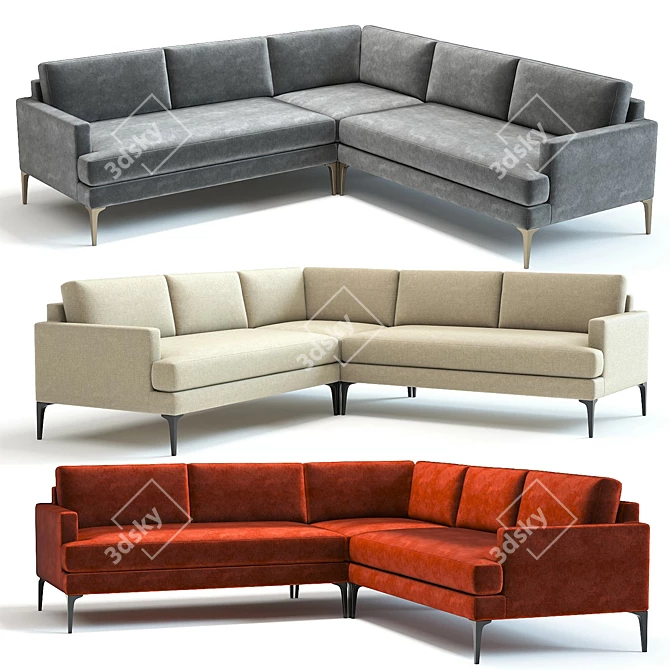 Stylish West Elm Andes Sofa 3D model image 1
