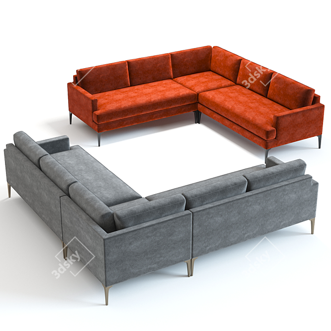 Stylish West Elm Andes Sofa 3D model image 2