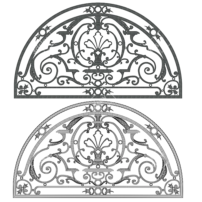 Elegant Semi Circle Window Grill 3D model image 1