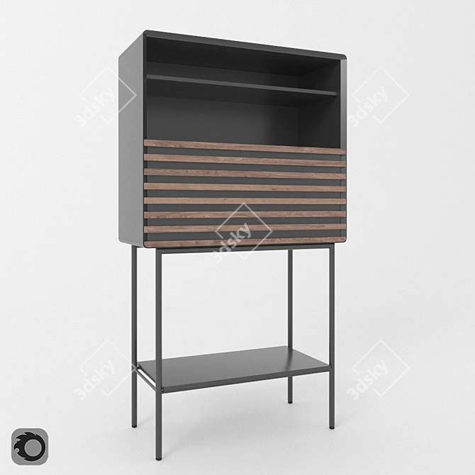 Elegant Mahon Bar Cabinet 3D model image 1