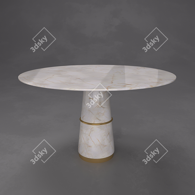 Luxury Marble and Gold Dining Table 3D model image 1