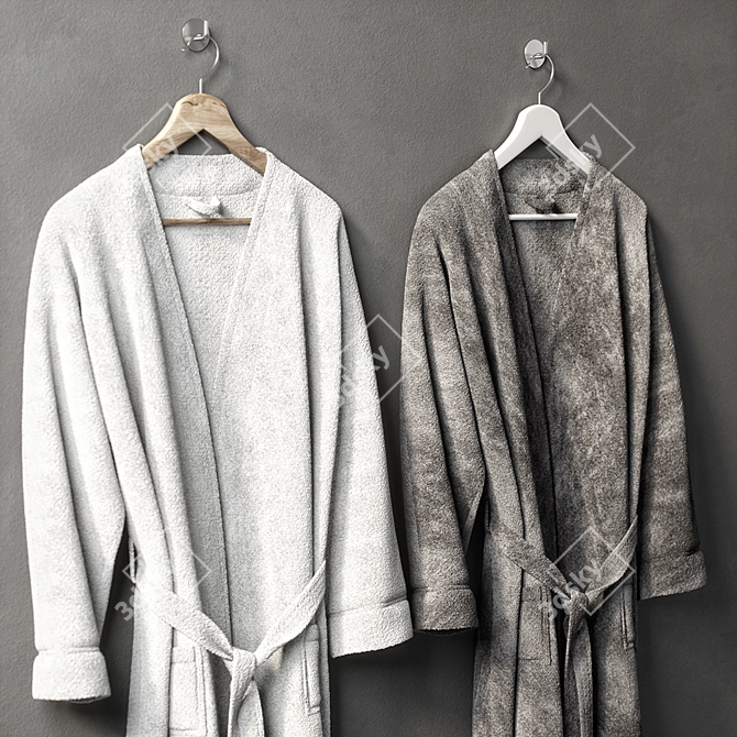 Luxury Bathroom Robes - Stylish and Comfortable 3D model image 2