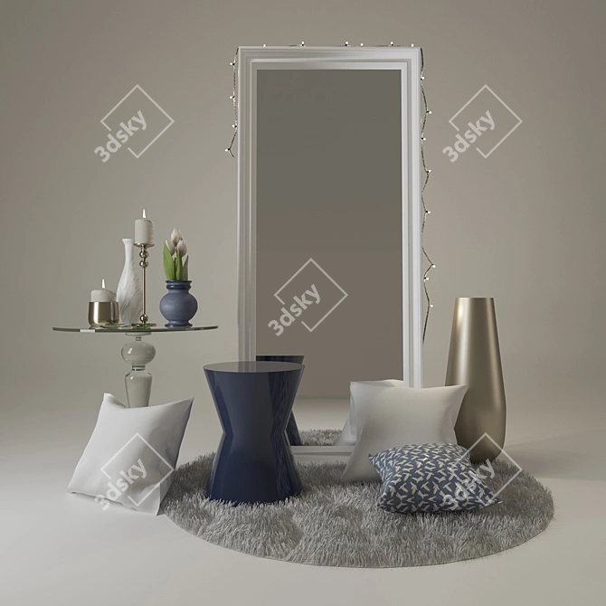 Elegant Mirror & Coffee Table Set 3D model image 1