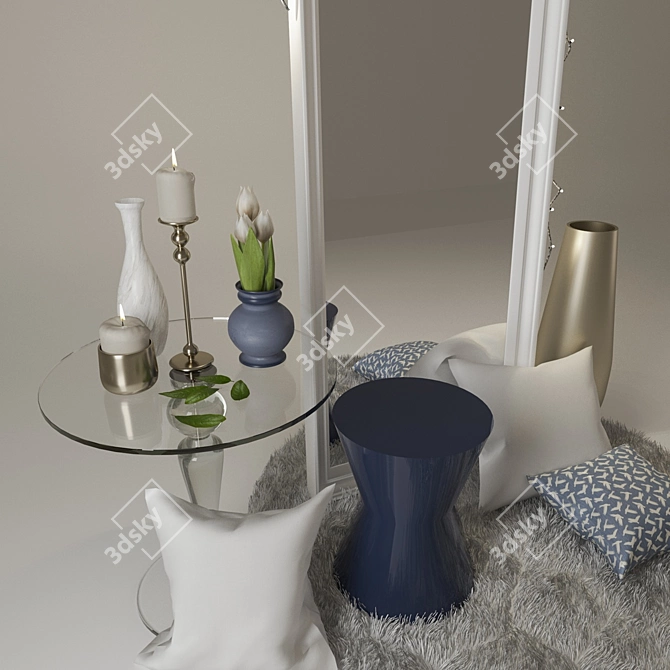 Elegant Mirror & Coffee Table Set 3D model image 2