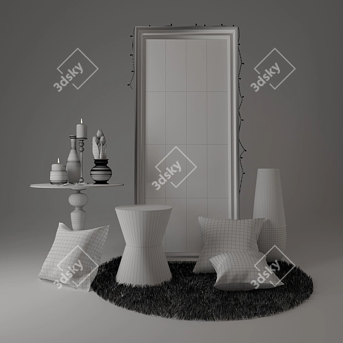 Elegant Mirror & Coffee Table Set 3D model image 3