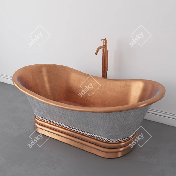 Luxurious Copper Bathtub 3D model image 1