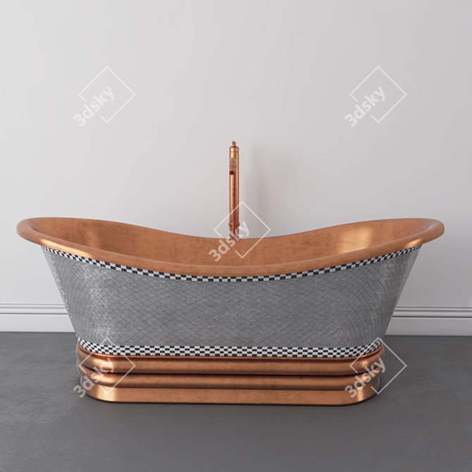 Luxurious Copper Bathtub 3D model image 2