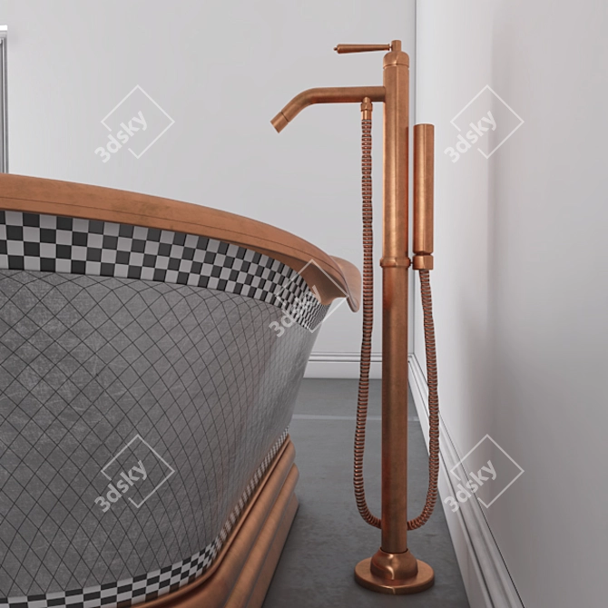 Luxurious Copper Bathtub 3D model image 3