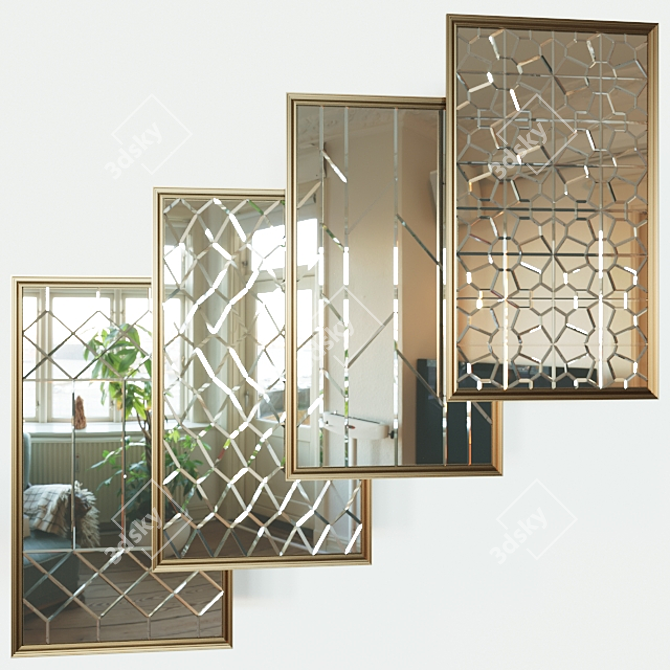 Elegant Mirror Tiles - 2100mm x 1200mm 3D model image 1