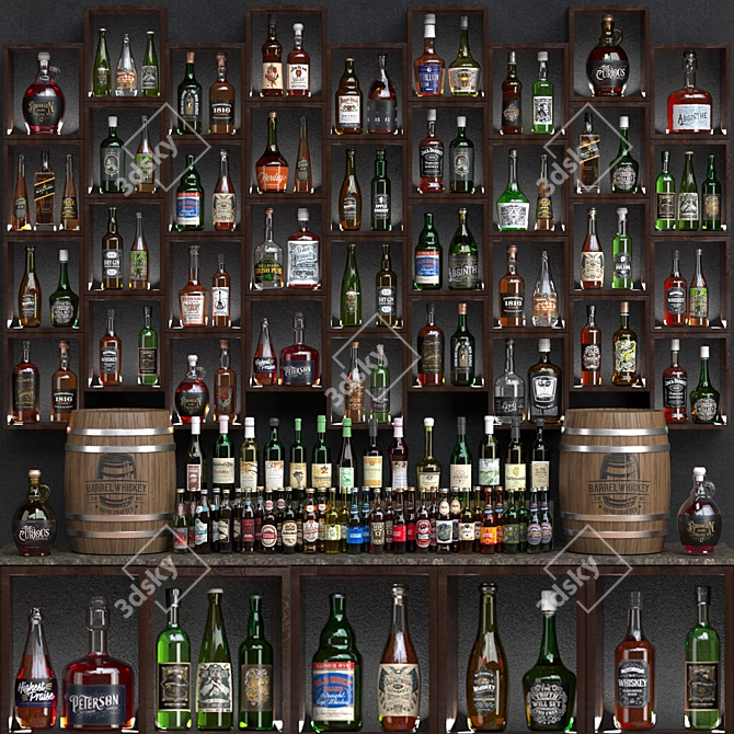 Alcohol Display Shelf Set 3D model image 1