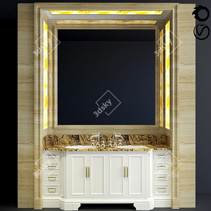 Elegant Bathroom Furniture Set 3D model image 1