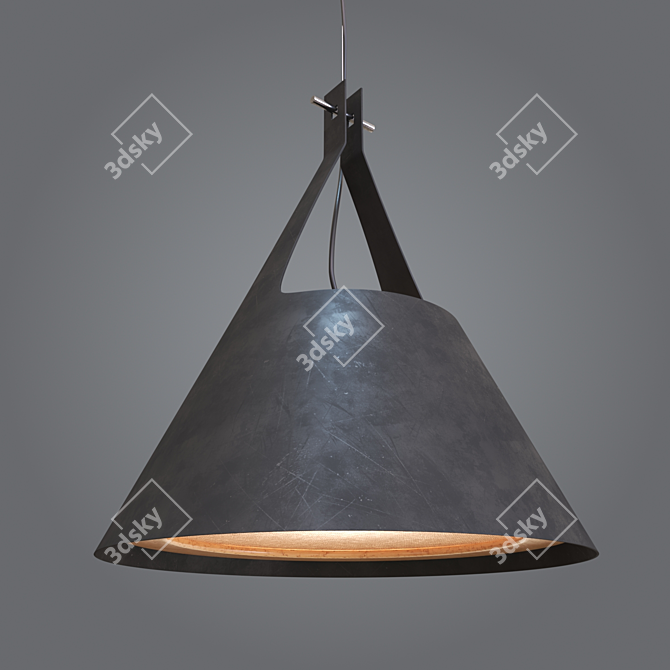 Sleek Metal and Wood Pendant 3D model image 2