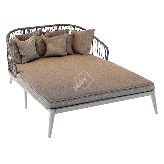 Gray Woven Cord Double Lounger 3D model image 2