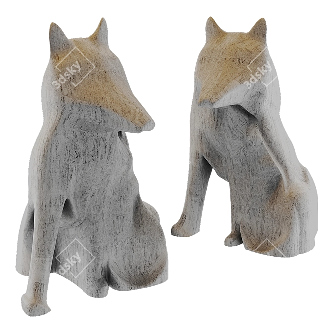 Elegant White Origami Fox Statue H26 3D model image 2