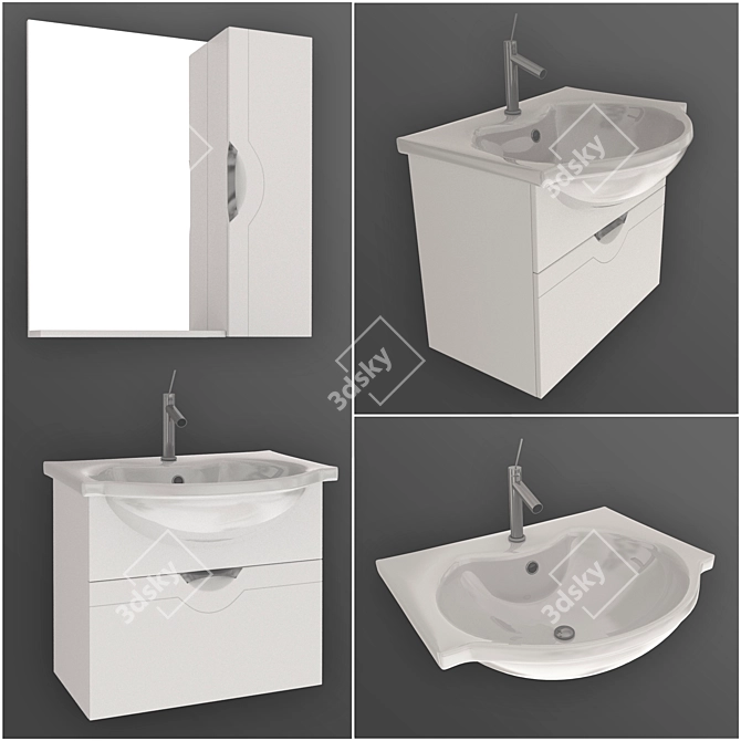 Akvell Sink Cabinet - 3-Piece Set 3D model image 1