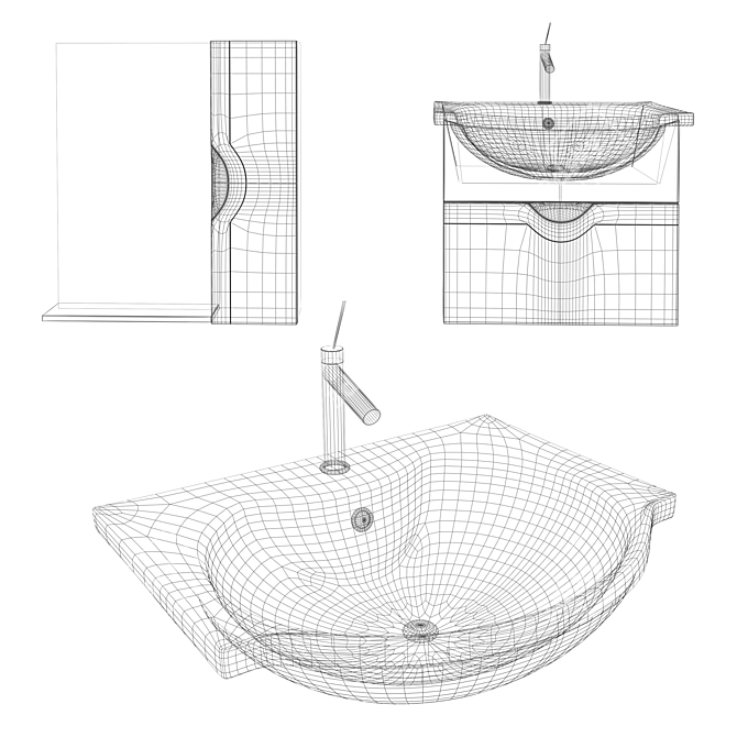 Akvell Sink Cabinet - 3-Piece Set 3D model image 2