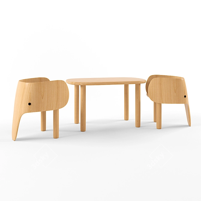 Elephant Table & Chair Set 3D model image 1