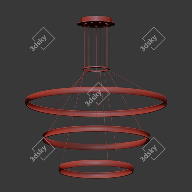 Nordic Brass Ring Pendant Chandelier 3D model image 2